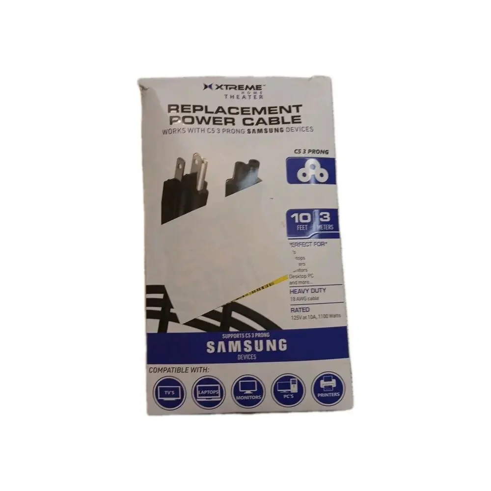 Replacement 3-Prong AC Power Cord Cable